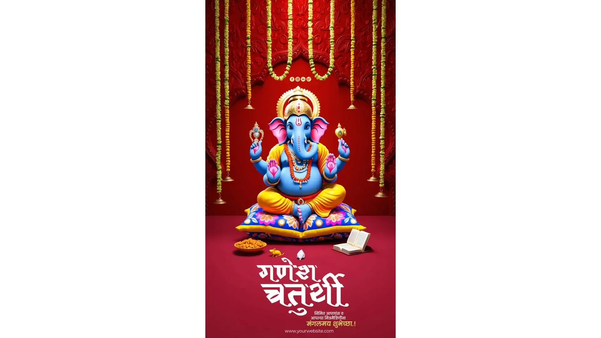 Majestic Ganesh Chaturthi Instagram Story Design with Regal Red Hues